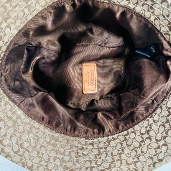 Vintage Brown Signature Coach Bucket Hat With Leather Band Size M/L - Picture 6 of 9